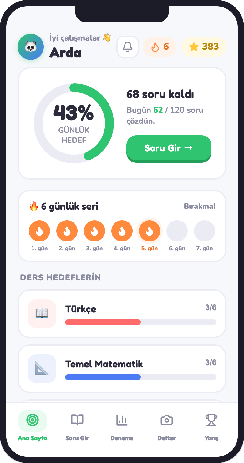 Zupit ana sayfası: günlük hedefin yüzde 43'ü tamamlanmış, 6 günlük seri