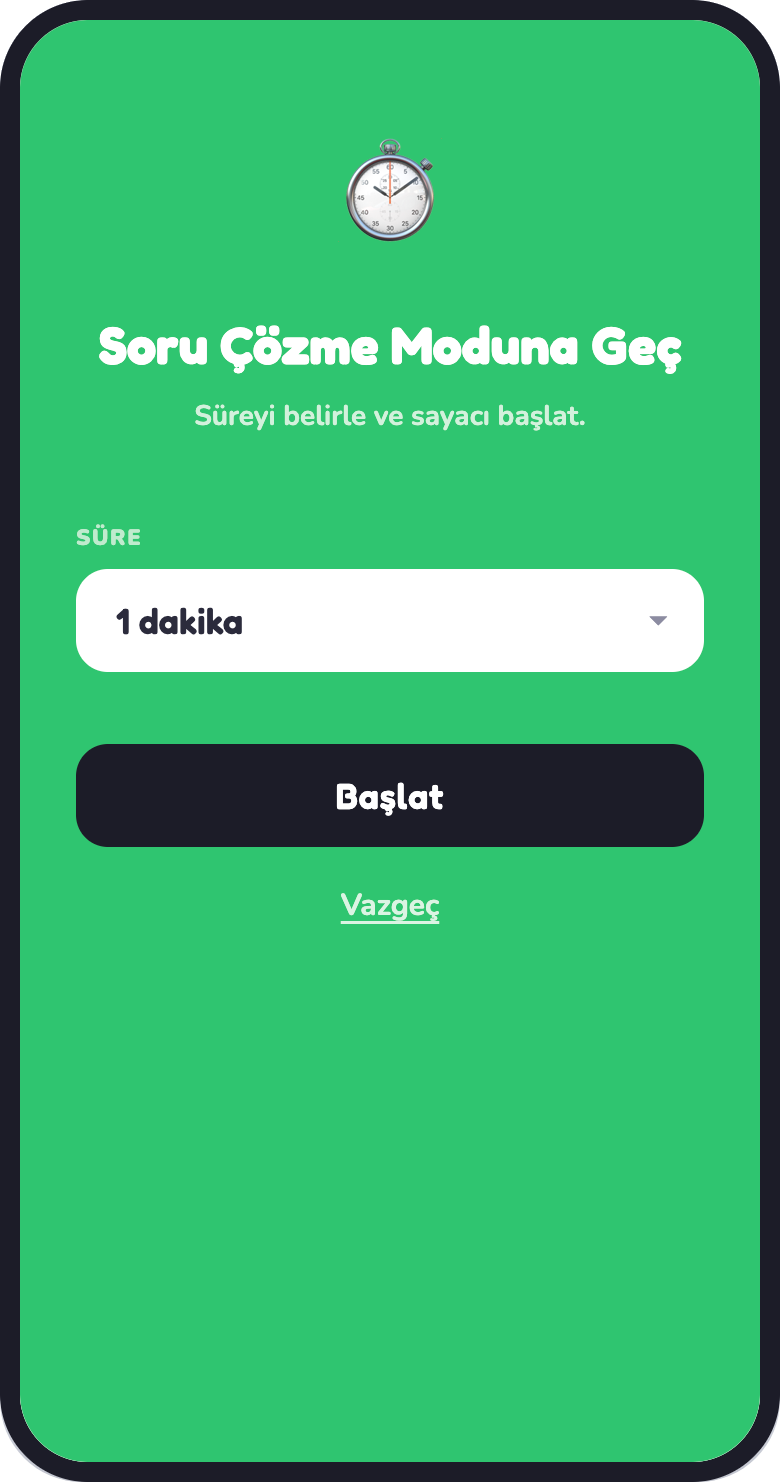 Soru çözme modu ekranı